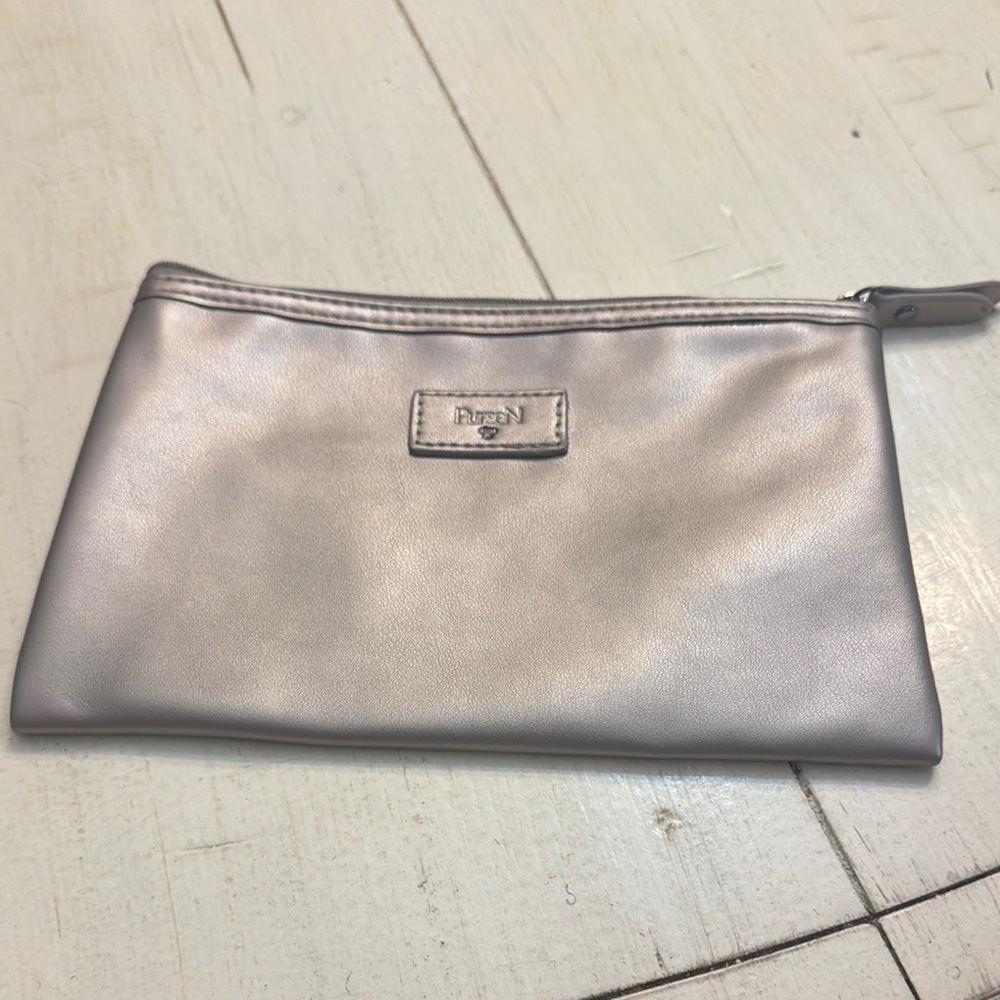 PurseN Silver Cosmetic Bag with Shimmer Finish